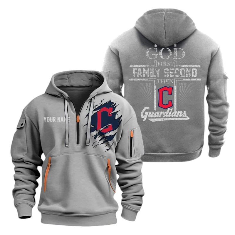 Cleveland Guardians Half Zip Hoodie Sport Hooded Multi-Pockets Custom Name TN120525Y25QZ2HCT2MBCLE Cleveland Guardians Half Zip Hoodie Sport Hooded Multi-Pockets Custom Name TN120525Y25QZ2HCT2MBCLE