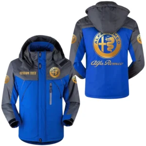 Alfa Romeo Golden Logo Windbreaker Windproof Waterproof Jacket Detachable Hood Velvet-Lined Warm Durable, Custom Name HAHA170125Y11WJVALRG