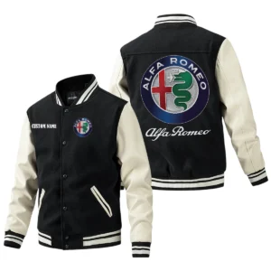 Alfa Romeo Jacket Men’s Baseball Jacket With PU Leather Sleeve, Custom Name HG180225Y15BJPUCT1ALR