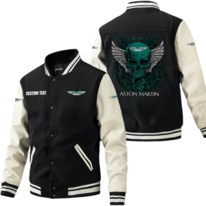 Aston Martin Jacket Men’s Baseball Jacket With PU Leather Sleeve, Custom Name HG180225Y15BJPUCT2ASM