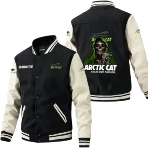 Arctic Cat Jacket Men’s Baseball Jacket With PU Leather Sleeve, Custom Name HG180225Y15BJPUCT3ARC