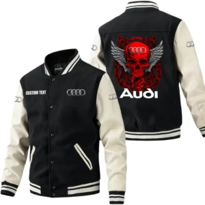 Audi Jacket Men’s Baseball Jacket With PU Leather Sleeve, Custom Name HG190225Y15BJPUCT2AUD