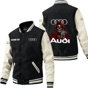 Audi Jacket Men’s Baseball Jacket With PU Leather Sleeve, Custom Name HG190225Y15BJPUCT4AUD