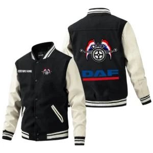 Daf Jacket Men’s Baseball Jacket With PU Leather Sleeve, Custom Name HG200225Y15BJPUCT1DAF