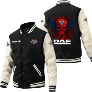 Daf Jacket Men’s Baseball Jacket With PU Leather Sleeve, Custom Name HG200225Y15BJPUCT2DAF