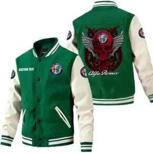 Alfa Romeo Jacket Men’s Baseball Jacket With PU Leather Sleeve, Custom Name HG180225Y15BJPUCT2ALR