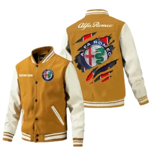 Alfa Romeo Jacket Men’s Baseball Jacket With PU Leather Sleeve, Custom Name HG180225Y15BJPUCT3ALR