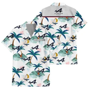 Alpine F1 Team Exclusive Logo Hawaiian Shirt Tropical Landscape Pattern All-over Print For Men Women Kids, Custom Name HIDI180225Y7HWLS2ALP