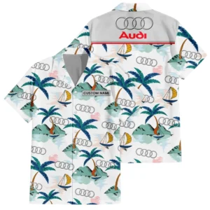 Audi Exclusive Logo Hawaiian Shirt Tropical Landscape Pattern All-over Print For Men Women Kids, Custom Name HIDI180225Y7HWLS2AUD