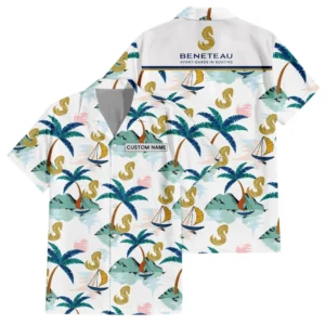 Beneteau Exclusive Logo Hawaiian Shirt Tropical Landscape Pattern All-over Print For Men Women Kids, Custom Name HIDI180225Y7HWLS2BEN
