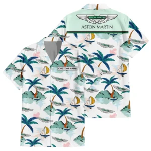 Aston Martin Exclusive Logo Hawaiian Shirt Tropical Landscape Pattern All-over Print For Men Women Kids, Custom Name HIDI190225Y7HWLS2ASM