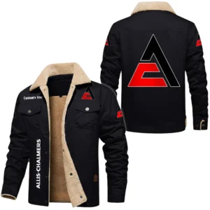 Allis Chalmers Exclusive Logo Fleece-lined Thick Jacket, Fur Lapel Collar Warm Custom Name TN150325Y10FLJALC