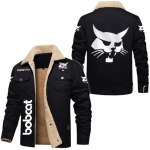 Bobcat Exclusive Logo Fleece-lined Thick Jacket, Fur Lapel Collar Warm Custom Name TN150325Y10FLJCT1BOC