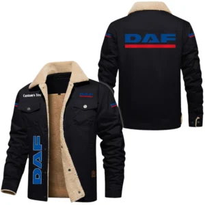 DAF Exclusive Logo Fleece-lined Thick Jacket, Fur Lapel Collar Warm Custom Name TN150325Y10FLJCT1DAF