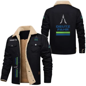 Deutz Fahr Exclusive Logo Fleece-lined Thick Jacket, Fur Lapel Collar Warm Custom Name TN150325Y10FLJCT1DEF