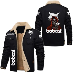 Bobcat Exclusive Logo Fleece-lined Thick Jacket, Fur Lapel Collar Warm Custom Name TN150325Y10FLJCT2BOC