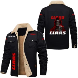 Claas Exclusive Logo Fleece-lined Thick Jacket, Fur Lapel Collar Warm Custom Name TN150325Y10FLJCT2CLA