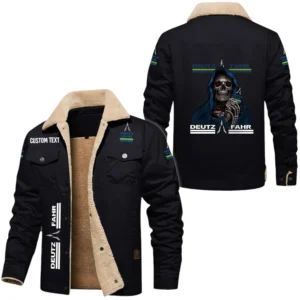 Deutz Fahr Exclusive Logo Fleece-lined Thick Jacket, Fur Lapel Collar Warm Custom Name TN150325Y10FLJCT2DEF
