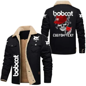 Bobcat Exclusive Logo Fleece-lined Thick Jacket, Fur Lapel Collar Warm Custom Name TN150325Y10FLJCT3BOC