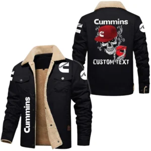Cummins Exclusive Logo Fleece-lined Thick Jacket, Fur Lapel Collar Warm Custom Name TN150325Y10FLJCT3CUM