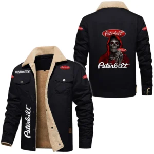 Peterbilt Exclusive Logo Fleece-lined Thick Jacket, Fur Lapel Collar Warm Custom Name TN170325Y10FLJCT2PET