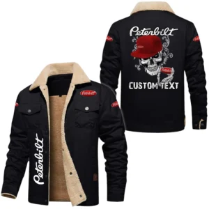 Peterbilt Exclusive Logo Fleece-lined Thick Jacket, Fur Lapel Collar Warm Custom Name TN170325Y10FLJCT3PET