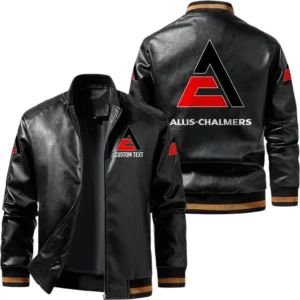Vintage Allis Chalmers Exclusive Logo Leather Jacket, Classic Ribbed Collar Striped Cuffs, Custom Name TN160325Y12LJ93CT2ALC