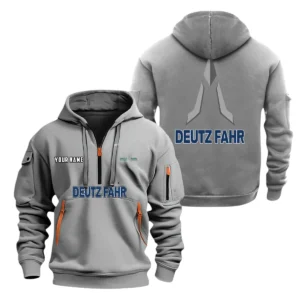 Deutz Fahr Half Zip Hoodie, Sport Hooded Multi-Pocket, Custom Name HG110325Y25QZ2HCT1DEF