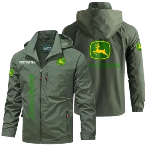 John Deere Windbreaker Jacket Hooded Detachable, Outdoor Windproof Running Jacket, Custom Text HIHI070325Y28WJ86JDE