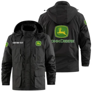 John Deere Exclusive Logo Windbreaker Jacket Hooded Detachable, Outdoor Jacket Multi Pocket, Custom Name HIDI190325Y26WMPJDE