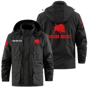 Bush Hog Exclusive Logo Windbreaker Jacket Hooded Detachable, Outdoor Jacket Multi Pocket, Custom Name HIDI200325Y26WMPBUH