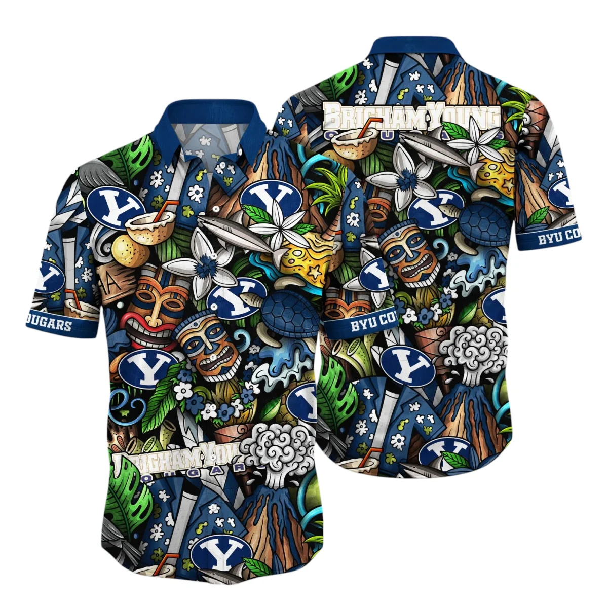 BYU Cougars Hawaiian Aloha Shirt All Over Print, Custom Name TN260425Y7HWCT2NCBYU