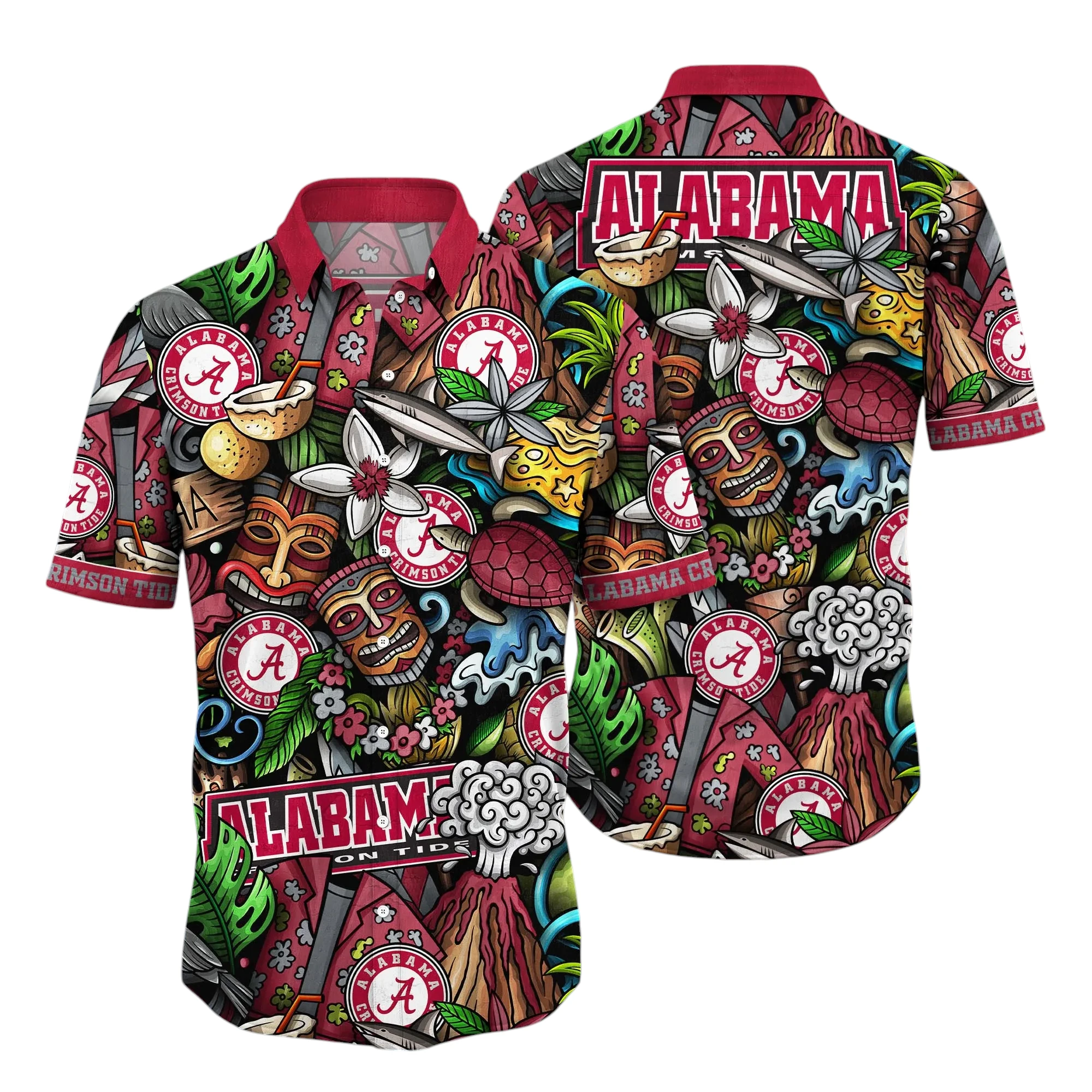 Alabama Crimson Tide Hawaiian Aloha Shirt All Over Print, Custom Name For Men Women Kids TN230425Y7HWCT6NCACT