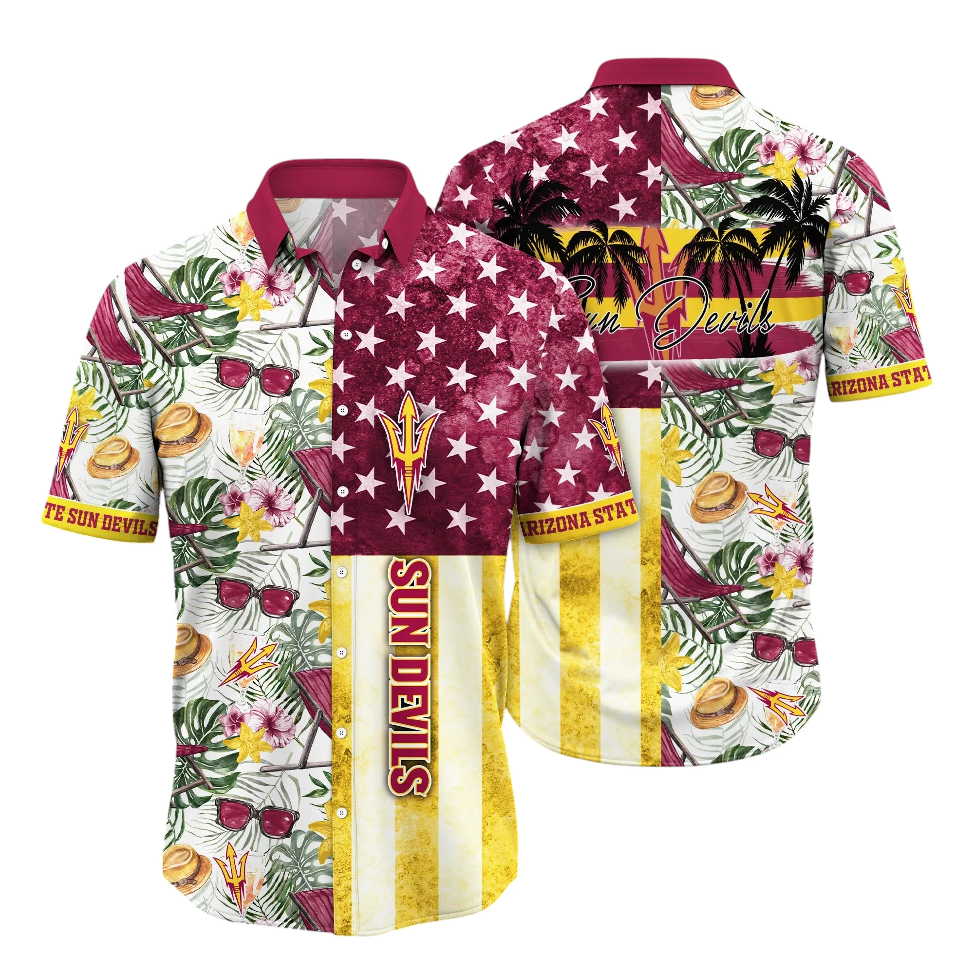 Arizona State Sun Devils Hawaiian Aloha Shirt All Over Print, Custom Name For Men Women Kids TN240425Y7HWCT5NCASD