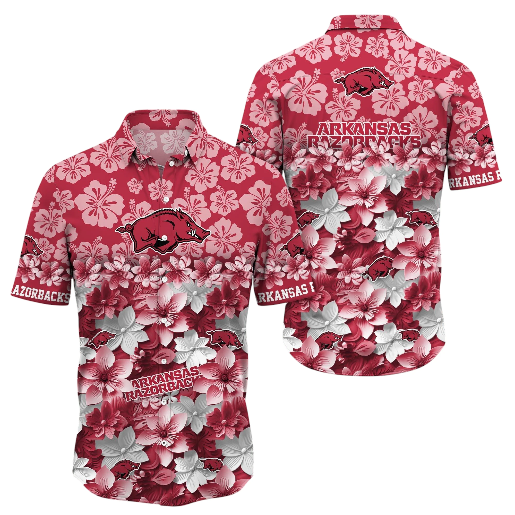 Arkansas Razorbacks Hawaiian Aloha Shirt All Over Print, Custom Name For Men Women Kids TN240425Y7HWCT21NCARR