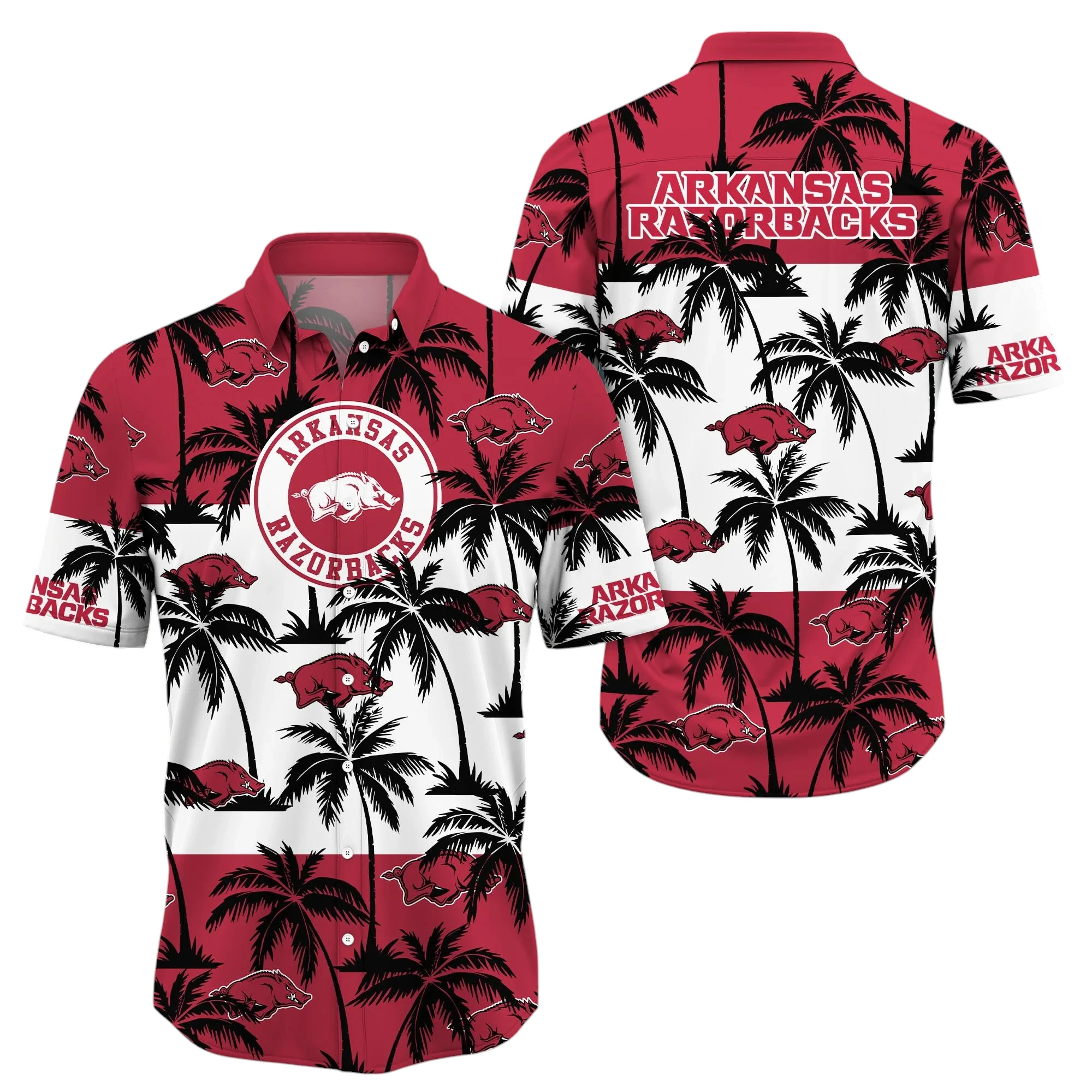 Arkansas Razorbacks Hawaiian Aloha Shirt All Over Print, Custom Name For Men Women Kids TN240425Y7HWCT2NCARR