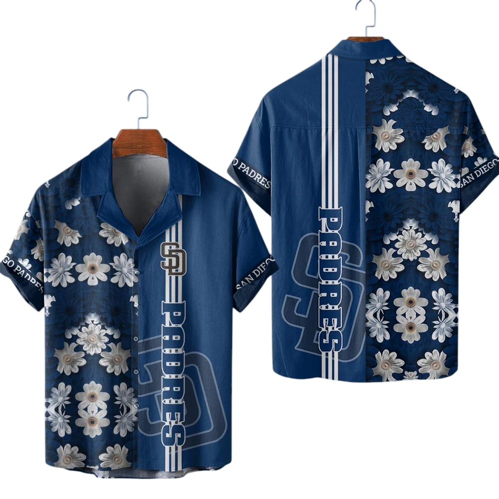 Navy Tropical Flower 3