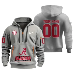 Alabama Crimson Tide Half Zip Hoodie Sport Hooded Multi-Pockets Custom Name & Number TN060525Y25QZ2HCT1NCACT