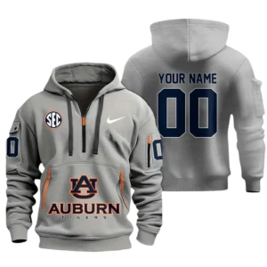 Auburn Tigers Half Zip Hoodie Sport Hooded Multi-Pockets Custom Name & Number TN060525Y25QZ2HCT1NCAUB