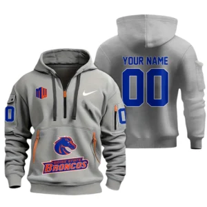 Boise State Broncos Half Zip Hoodie Sport Hooded Multi-Pockets Custom Name & Number TN060525Y25QZ2HCT1NCBSB