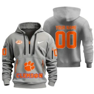 Clemson Tigers Half Zip Hoodie Sport Hooded Multi-Pockets Custom Name & Number TN060525Y25QZ2HCT1NCCU