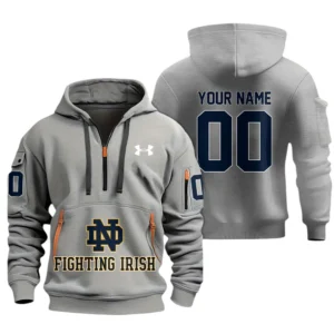 Notre Dame Fighting Irish Half Zip Hoodie Sport Hooded Multi-Pockets Custom Name & Number TN060525Y25QZ2HCT1NCND