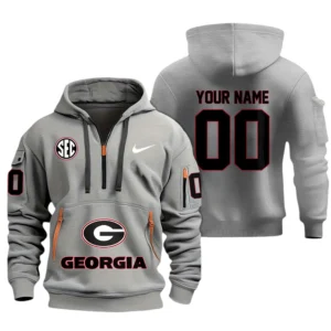 Georgia Bulldogs Half Zip Hoodie Sport Hooded Multi-Pockets Custom Name & Number TN060525Y25QZ2HCT1NCUGA