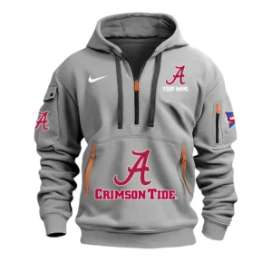Alabama Crimson Tide Half Zip Hoodie Sport Hooded Multi-Pockets Custom Name & Number TN060525Y25QZ2HCT2NCACT