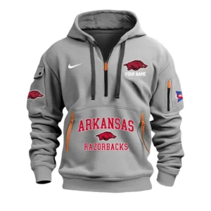 Arkansas Razorbacks Half Zip Hoodie Sport Hooded Multi-Pockets Custom Name & Number TN060525Y25QZ2HCT2NCARK
