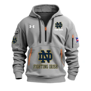 Notre Dame Fighting Irish Half Zip Hoodie Sport Hooded Multi-Pockets Custom Name & Number TN060525Y25QZ2HCT2NCND