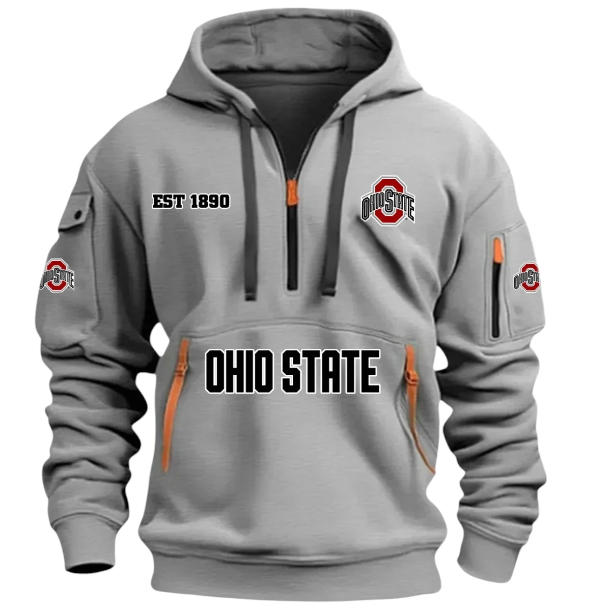 Ohio State Buckeyes Half Zip Hoodie Sport Hooded Multi-Pockets Custom Name & Number TN060525Y25QZ2HCT2NCOSB