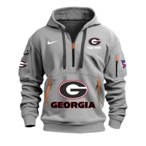 Georgia Bulldogs Half Zip Hoodie Sport Hooded Multi-Pockets Custom Name & Number TN060525Y25QZ2HCT2NCUGA