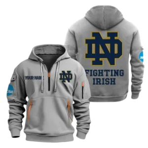 Notre Dame Fighting Irish Half Zip Hoodie Sport Hooded Multi-Pockets Custom Name TN070525Y25QZ2HCT1NCND