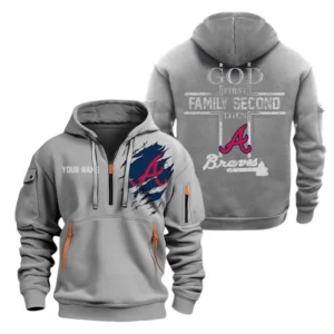 Atlanta Braves Half Zip Hoodie Sport Hooded Multi-Pockets Custom Name TN120525Y25QZ2HCT2MBATL